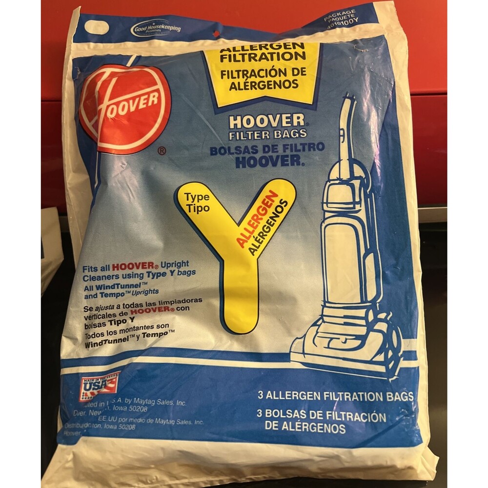 Hoover Type Y Allergen Bags for WindTunnel, Tempo Uprights, 3-Pack, 4010100Y